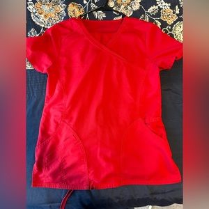 Red Walmart brand scrub set